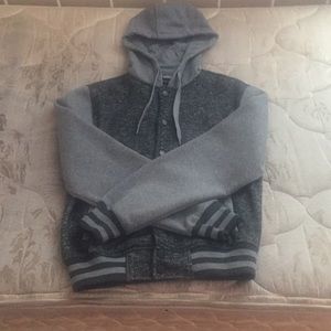 Ring of Fire Varsity Fleece Hoodie Small Grey